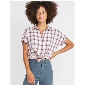 Marine Layer Presley Button Down in Rosewood Plaid XS